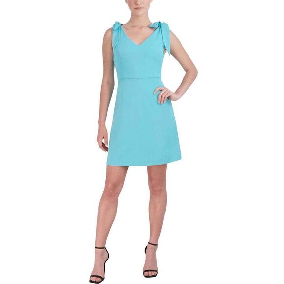 BCBGENERATION Tie-Sleeve Bow Shoulder Blue Sheath Mini Dress SIZE 16 NWT $98 - Picture 9 of 12